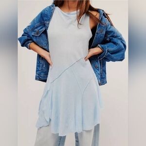 NWT FREE PEOPLE Tunic Dew Shine Blue Size M